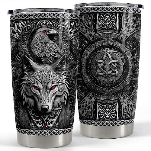 Viking Cup Tumbler 20oz Viking Gifts for Men Vikings Stainless Steel Insulated Tumblers Coffee Travel Drinking Mug Gift for Birthday Christmas - color: Viking 1