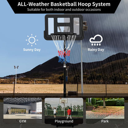 RAKON Portable Basketball Hoops Outdoor Adjustable Height 7.5-10FT Blue Basketball Goal for Kids Youth Adults in Backyard/Driveway/Basketball Court/Garage/Indoor 44" Shatterproof Backboard