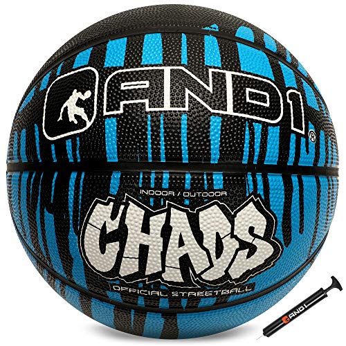AND1 Chaos Basketball: Official Regulation (29.5 inches) Rubber - Deep Channel Construction Streetball, Made for Indoor Outdoor Basketball Games - color: Blue Drip