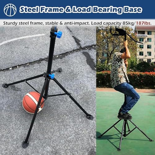 Basketball Hoop Metal Ball Return Attachment - 180° Rotating Rebounder Net for Youth & Adults, Home Gym Shot Trainer for Improved Shooting Efficiency & Practice