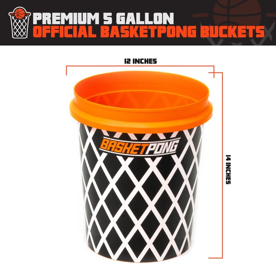 BasketPong Giant Yard Pong and Basketball Game with 12 Buckets, 2 Balls, Carrying Bag, and Air Pump – Outdoor Game for Lawn, Backyard, Beach, and Parties
