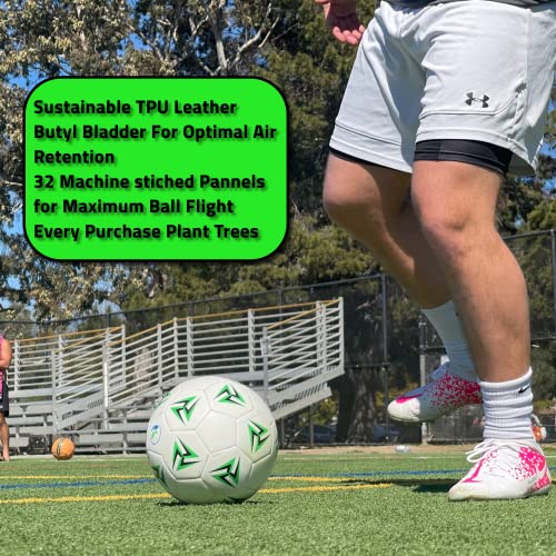 Eco Sports Soccer Ball, Size 3, 4, & 5 PVC Free, Recycled TPU Material, Long Air Retention for Practice & Games BPA Free Non Toxic, Better Balls Better World