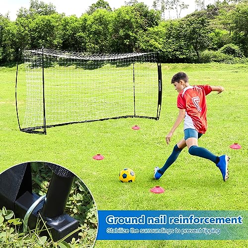 Storgem Soccer Goal,Soccer Net,Soccer Goals for Backyard,with Bow Frame,Collapsible Metal Base and 15 Training Cones