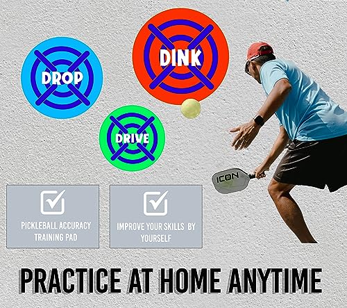 Pickleball Training: Wall-Mountable Vinyl Targets - Set of 3 Removable Adhesive Targets for Pickleball Skills Improvement