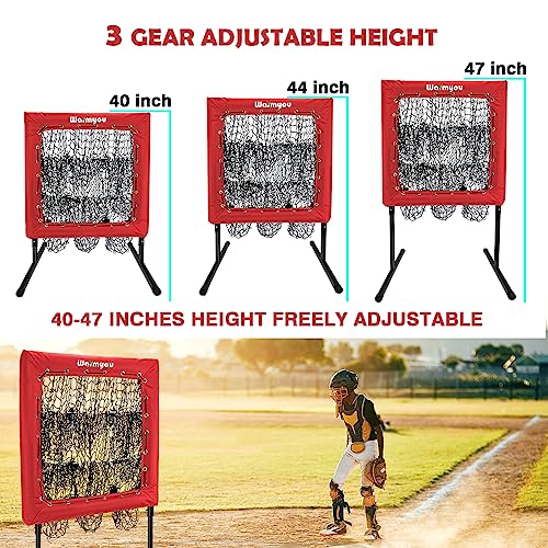 Pitching Net, Portable 9 Hole Baseball & Sotball with Strike Zone - Height Adjustable Easy Setup for Indoor/Outdoor