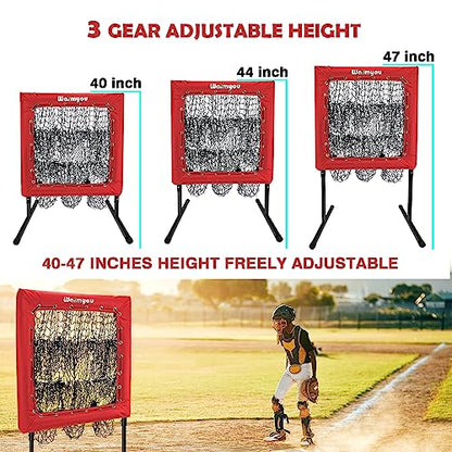 Pitching Net, Portable 9 Hole Baseball & Sotball with Strike Zone - Height Adjustable Easy Setup for Indoor/Outdoor