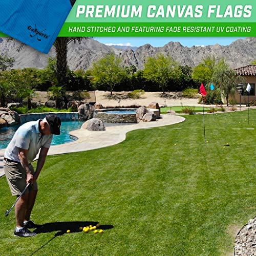 GoSports Golf Flags 3 Pack – Portable Foldable Backyard Golf Flagsticks for Chipping, Short Game Practice & Family Golf Games