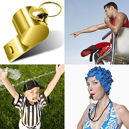 FineGood 5 Packs Stainless Steel Whistle, Metal Warning Whistle with Lanyard for Referee Coaches Football Basketball