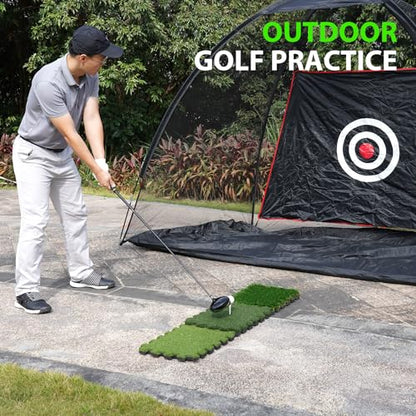 GAIARENA Tri-Turf Golf Hitting Mat Premium Indoor/Outdoor/Backyard Golfing Practice Mat for Home Golf Simulators, Thick EVA Foam Base & Tri-Turf Tiles Rough Driving Course Grass, Gift for Avid Golfers - size: 48"*12.6"