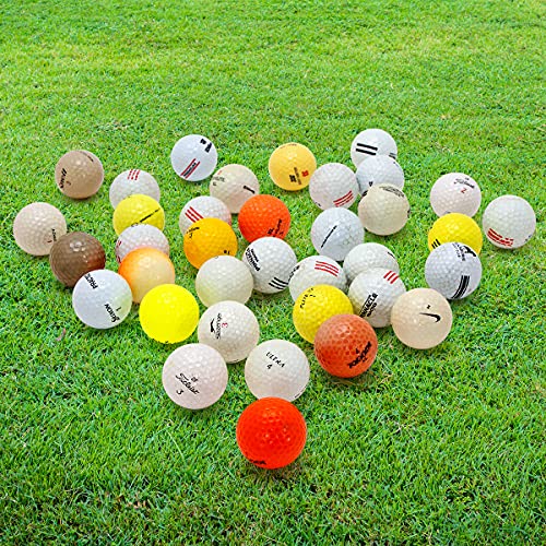 Bastex 100 Hit-Away Used Golf Balls Bulk - Recycled Golf Balls for Men - Practice & Range Golf Balls - Mix in Mesh Shag Bag