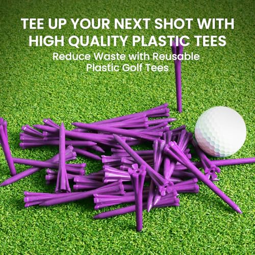 FINGER TEN Golf Tees Plastic Unbreakable Easy to Find Bulk Value 200/500/1000 Count, 2 3/4 3 1/4 Inch Tee Driving Range Reduce Friction, Green Red White USA Flag Practice - color: Purple, size: 500 Count (2 3/4 Inch)
