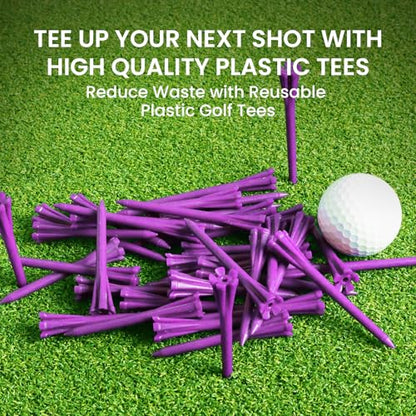 FINGER TEN Golf Tees Plastic Unbreakable Easy to Find Bulk Value 200/500/1000 Count, 2 3/4 3 1/4 Inch Tee Driving Range Reduce Friction, Green Red White USA Flag Practice - color: Purple, size: 500 Count (3 1/4 Inch)