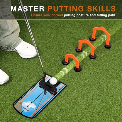 Golf Putting Mirror, Putting Mirror Training Aid for Golf with Putter Line,Golf Training Putters for Beginners - style: Includes 3 Gates