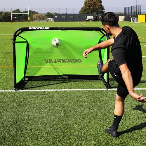 QuickPlay Pro Alu Training Soccer Goals - Portable Pop Up Soccer Goals with Aluminum Frame, Backyard Soccer Nets for Kids Soccer & Soccer Training Equipment with 10-Second Foldable Packdown - size: 5x3'