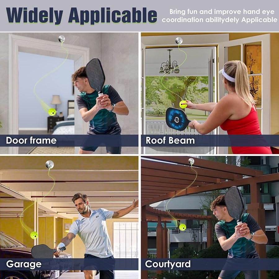 Pickleball Trainer - Continuous Rebound Pickleball Drills Enhance Reaction Time & Hand-Eye Coordination - Ideal Gift for All Skill Levels