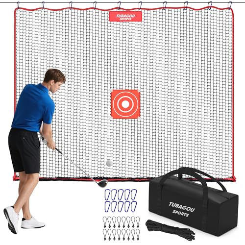 Golf Practice Net, Heavy-Duty Multi Sports Netting Barrier 10FT | 15FT |20FT |25FT Golf Hitting Net for Garage, Ideal for Backyard with Baseball, Softball, Hockey, Soccer and More - size: 10X10FT
