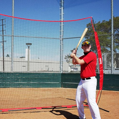 12x9ft / 16x10ft Barricade Backstop Net, Ball Sports Barrier, Practice Net for Baseball, Softball, Lacrosse, Soccer, Basketball and More - style: 12x9 ft - Red
