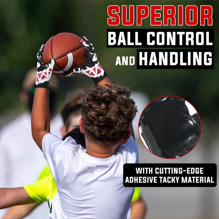 AIGEVTURE Youth Football Gloves Kids Receiver Gloves Sticky Football Gloves for Boys Girls - color: Black, size: Youth XS