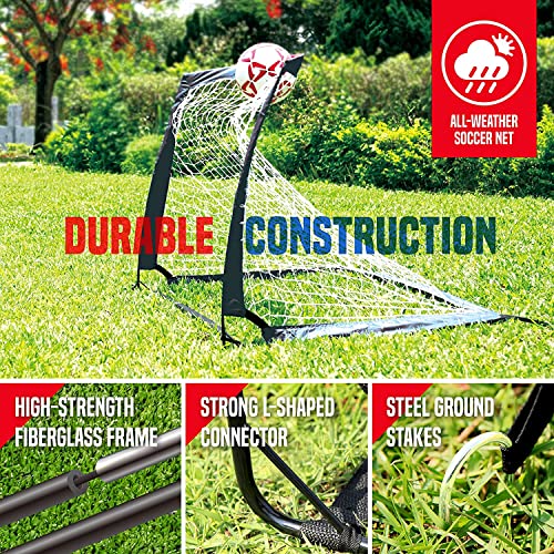 NET PLAYZ Soccer Goals Soccer Net, Pop-up Football Goals, Portable 4'x3'ft, Kids Youth & Teens Backyard Games, Practice & Training, Black (NOS363402024)