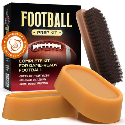 FORTIVO 3 in 1 Football Prep Kit - for Secure Grip and Improved Tack, Leather Football Wax and Accessories for Professional and Youth Players - with 2 Wax Bars & 1 Brush