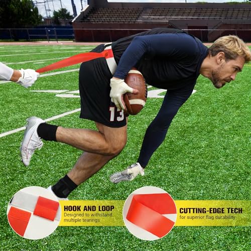 Flag Football Belts, Set of Flag Football Flags for Kids Adults, and Youth, Adjustable Flag Football Set 14 Players - color: Orange and Lime Green