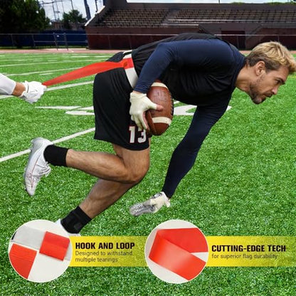 Flag Football Belts, Set of Flag Football Flags for Kids Adults, and Youth, Adjustable Flag Football Set 14 Players - color: Orange and Lime Green
