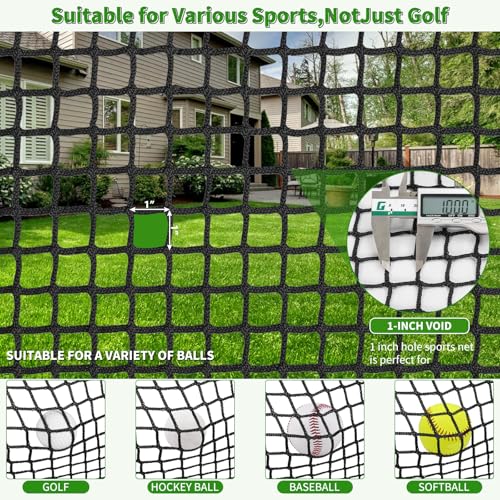 AKOZLIN Golf Practice Net Golf Netting Heavy Duty Sport Netting Nylon Golf Hitting Net for Baseball Hockey Soccer Ball Net Backyard Driving Cage Indoor Outdoor 10x6.5ft/10x10ft/10x15ft/15×15ft/10x20ft - style: 10x10ft