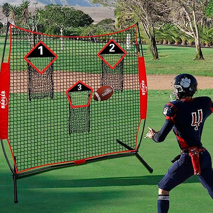 Kapler Football Throwing Target Net- 6 X 6 FT Throw Net with 3 Targets Zone - Protable Quarterback Accuracy Improving for Youth and Adults Backyard Drills - Includes Carry Bag