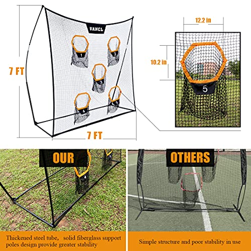 Football Training Net Portable 7X7ft Knotless Quarterback Throwing Net for Improving Football Accuracy Throwing with 5 Target Pockets &Carry Bag