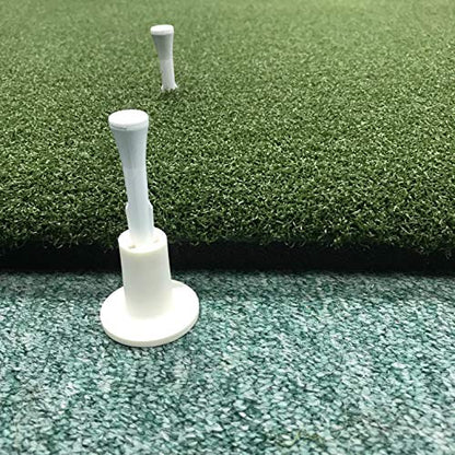 Set of 5 - Country Club Elite Golf Practice Mat Tees - Turn & Lock Rubber Tee Holder Plus Plactice Adjustable Height Tee - Replacement Tee Can Use with Most Range Driving Turf Mats