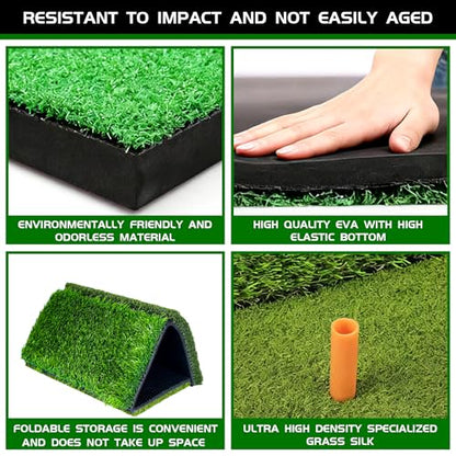Golf Putting Mat Indoor Practice with Hitting Net 6 Balls for Dad Father Day Christmas Home Backyard Training