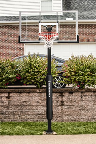 Silverback Height Adjustable In-Ground Basketball Hoop with Tempered Glass Backboard, Pro-Style Breakaway Rim & Backboard Pad