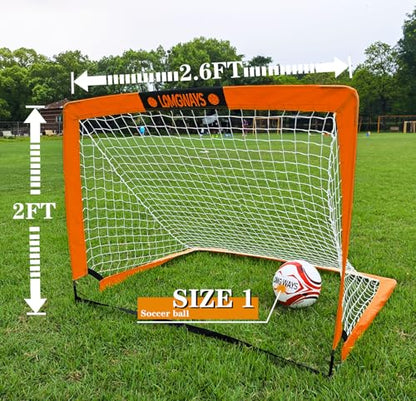 LOMGWAYS Soccer Goal – Foldable Frame Net for Kids + Youth – Indoor + Outdoor Soccer Goal with Carry Bag – Easy Set up – Multiple Sizes for Practice & Games