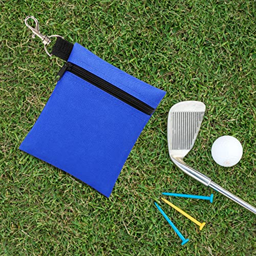 Golf Tee Pouch, 5.62 X 6.87 Inch Professional Zipper Golf Tee/Ball Pouch Bag with Metal Lobster Claw Clip - color: Royal Blue