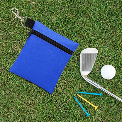Golf Tee Pouch, 5.62 X 6.87 Inch Professional Zipper Golf Tee/Ball Pouch Bag with Metal Lobster Claw Clip - color: Royal Blue
