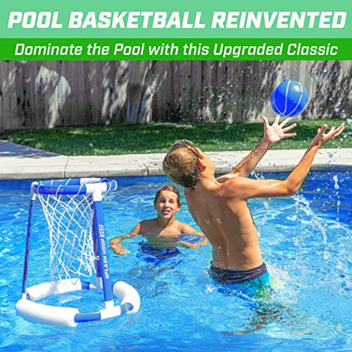GoSports Splash Hoop 360 Floating Pool Basketball Game - Choose Red or Blue - Includes Hoop, 2 Balls and Pump - style: Blue Splash Hoop