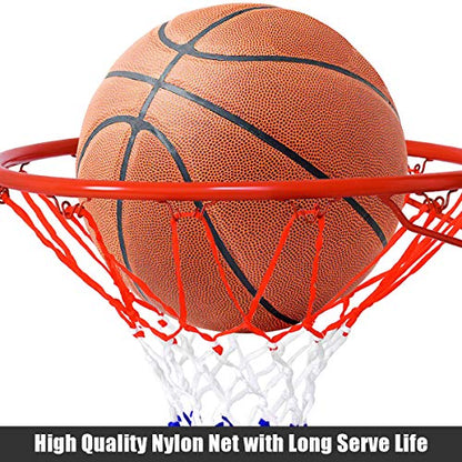 Goplus 18’’/15’’ Replacement Basketball Rim, Wall Door Mounted Basketball Hoop with All Weather Net, Indoor Outdoor Hanging Basketball Rim Goal Outside - size: 18", style: Red