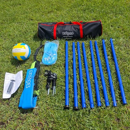 Outdoor Portable Volleyball Net System - Adjustable Height Poles with Soft Volleyball Ball, Pump, Hammer, Boundary Line, and Carry Bag for Backyard, Beach, Lawn - color: 20FT Blue Green