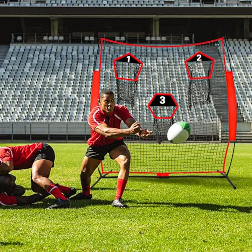 Doublehorse Football Throwing Net - 6x6FT Portable Rugby Quarterback Target Toss Kicking Practice Training Game for Outdoor Indoor Backyard Sports Field Teens Adults Practice Gifts