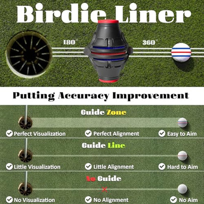 1 Pack 360° Triple Line Golf Ball Marker，Golf Ball Line Marker Tool，Golf Ball Marker Stencil，Alignment Ball Marker，Golf Accessories - color: 1 Pack 360° Triple Line Golf Ball Marker（Black&Red）