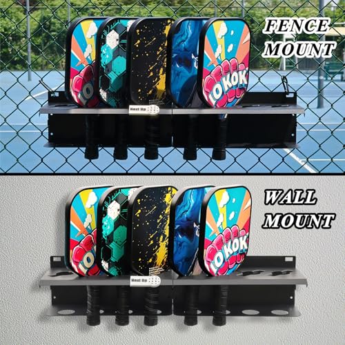 Pickleball Paddle Rack, 4/8/12-Paddle Holder, with Label to Track Next Up Players, Multiple Racks are Spliced to Achieve Expansion, Fence or Wall Mount, Steel, Black - color: BLACK - 2 SETS
