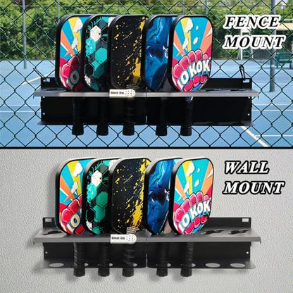 Pickleball Paddle Rack, 4/8/12-Paddle Holder, with Label to Track Next Up Players, Multiple Racks are Spliced to Achieve Expansion, Fence or Wall Mount, Steel, Black - color: BLACK - 2 SETS