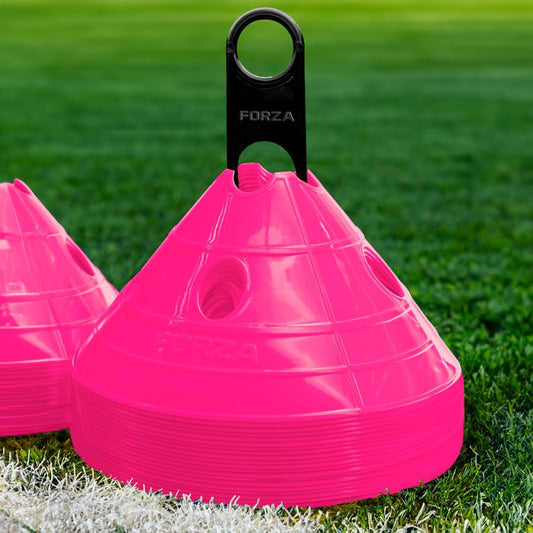 FORZA Soccer SuperCone Training Marker Domes [20 Pack] | Jumbo 5.5in Cones for Speed & Agility Training | Heavy-Duty Weatherproof PVC Options - color: Pink