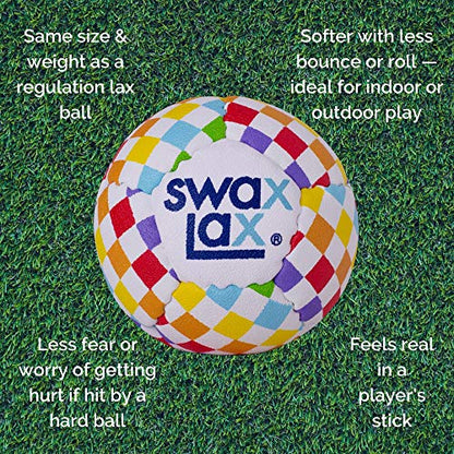 SWAX LAX Lacrosse Training Ball - Indoor Outdoor Practice Less Bounce & Rebounds - color: Rainbow