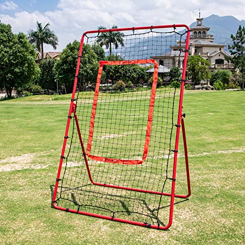 Pitch Back Rebound Net, Adjustable Rebounder Trainer for Baseball, Softball and Lacrosse, Practice for Pitching, Throwing and Catching