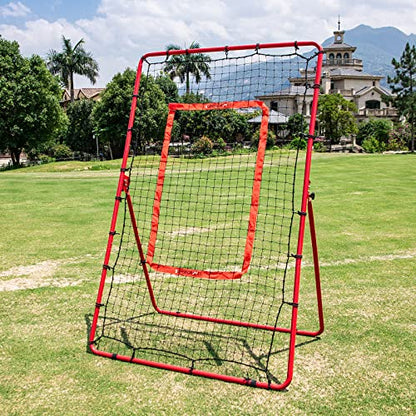 Pitch Back Rebound Net, Adjustable Rebounder Trainer for Baseball, Softball and Lacrosse, Practice for Pitching, Throwing and Catching