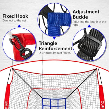 7x7 ft Baseball Softball Practice Net with The Detachable Bow Frame for Batting, Hitting, Pitching, Portable Baseball Practice Net with Carry Bag, Great for All Levels