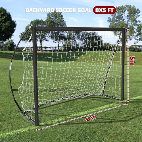 Portable Soccer Goal for Backyard, Kids Youth Adults Soccer Goal Set with Net + Ground Stakes, Soccer Target and Agility Speed Training Equipment - style: 8 x 5 Feet