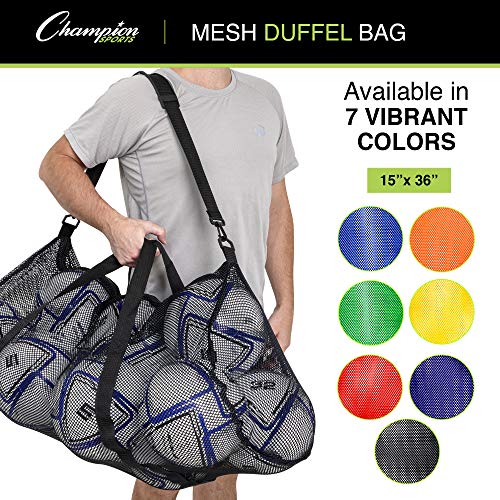 Champion Sports Mesh Duffle Bag – Oversized Breathable Gear Bag with Zipper & Shoulder Strap for Sports, Gym & Travel