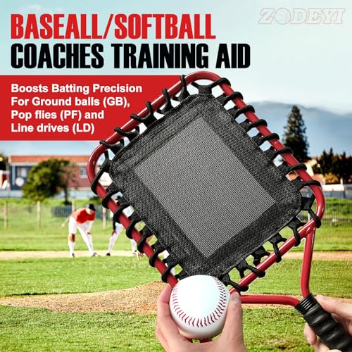 Baseball Racket for Fly Balls, Grounders, and Line Drives - Softball/Baseball Fungo Bat for Coaches and Parents to Help with Auxiliary Training - Attach a Racket Bag and Winding Tape - color: Red